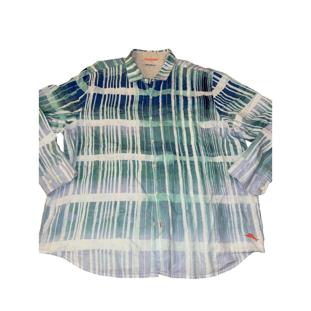 Tommy Bahama Mens Okeechobee Ombré Breezer Linen Shirt Button Front Shirt XXL